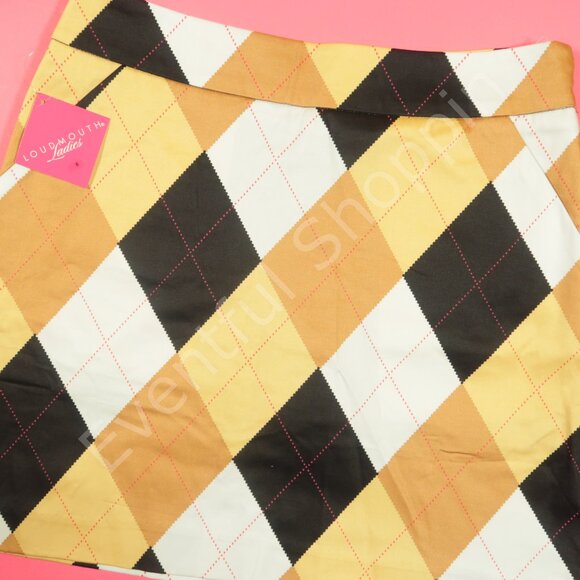 Loudmouth Pants - Loudmouth Skort Womens 6 Brown Multicolor Golf Argyle New